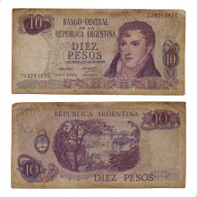 Cédula P#295a.1 10 Pesos 1973-1974 Argentina América BC