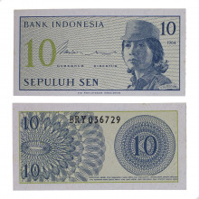 Cédula P#92a 10 Sen 1964  Indonésia Ásia FE