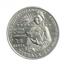 Moeda KM#792 Quarter Dollar American Woman Zitkala-Ša 2024 P FC USA América Cupro Níquel Ø24,26mm 5,67gr.