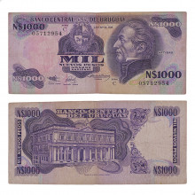 Cédula P#64Aa 1000 Nuevos Pesos 1991  Uruguai América MBC