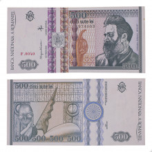 Cédula P#101b 500 Lei 1992 C/Mancha Romênia Europa SOB/FE
