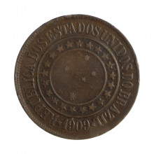 Moeda B-827 40 Réis 1909 MBC+ Bronze Ø30mm 12gr.*