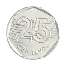Moeda V-456 25 Centavos 1995 SOB FAO Aço Inoxidável Ø23,5mm 4,8gr. *