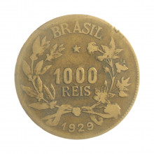 Moeda V-132 1000 Réis 1929 MBC Data Escassa Bronze Alumínio Ø27mm 8gr.*