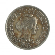 Moeda P-703 1000 Réis 1913 MBC Estrelas Ligadas Prata 0,9 Ø26mm 10gr.*