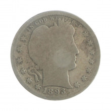 Moeda KM#114 Quarter Dollar Barber Quater 1893 BC USA América Prata 0.900 Ø24,3mm 6,25gr.