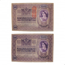 Cédula P#64 10000 Kronen 1918 C/Rasgo Austria Europa MBC