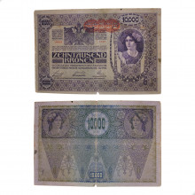 Cédula P#65 10000 Kronen 1918 C/Rasgo Austria Europa MBC