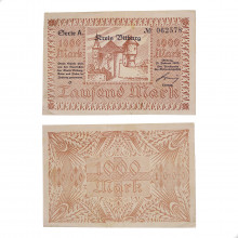 Cédula Notgeld 1.000 Marks 1923 Alemanha Europa MBC