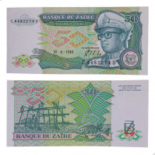 Cédula P#32 50 Zaires 1988 Congo África FE