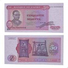 Cédula P#17b 50 Makuta 1980 Congo África FE