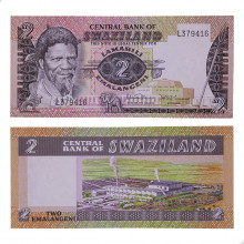Cédula P#8b 2 Emalangeni 1984 Suazilândia África FE