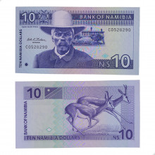 Cédula P#1a 10 Dollars 1993 Namíbia África FE