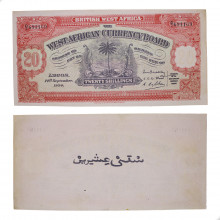 Cédula P#8a 20 Shillings 1934 Série D7 África Ocidental Britânica África SOB