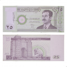 Cédula P#86 25 Dinars 2001 Iraque Ásia FE