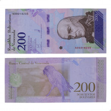 Cédula P#107A 200 Bolivars 2018 Venezuela América SOB/FE