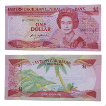 Cédula P#17g 1 Dollar 1985 Granada Caribe Ocidental América FE