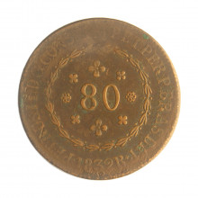 Moeda C-753 80 Réis 1832 R MBC Cobre Ø40mm 28,68gr.