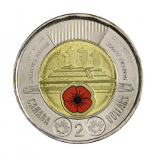 Moeda KM#New 2 Dollars 2025 FC Canadá América Charles III - 25º aniversário do Túmulo do Soldado Desconhecido Bronze-alu