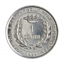 Moeda KM#171 1 Cèntim 1999 FC Andorra Europa FAO século XXI Alumínio Ø22mm 1,25gr.