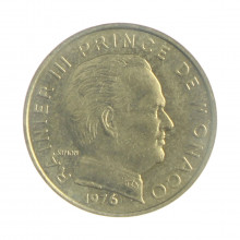 Moeda KM#142 10 Centimes 1976 SOB Mônaco Europa Bronze Alumínio Ø20mm 3gr.