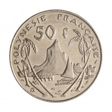 Moeda KM#13 50 Francs 1975 SOB/FC Polinésia Oceania Níquel Ø33mm 15gr.