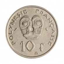 Moeda KM#5 10 Francs 1967 SOB/FC Polinésia Oceania Níquel Ø24mm 6gr.