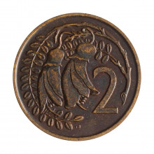 Moeda KM#32.1 2 Cents 1977 MBC Nova Zelândia Oceania Rainha Elizabeth Bronze Ø21,1mm 4,15gr.