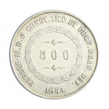 Moeda P-564 500 Réis 1851 MBC Prata 0.917 Ø25,5mm 6,37gr.*