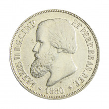 Moeda P-646 1000 Réis 1880 MBC+ Data Emendada Prata 0.917 Ø30mm 12,75gr.