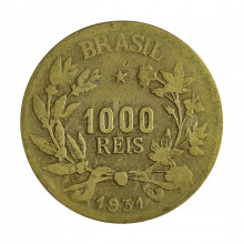 Moeda V-134 1000 Réis 1931 MBC Data Difícil Bronze Alumínio Ø27mm 8gr.