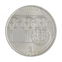 Moeda KM#762 5 Euros 2005 MBC Portugal Europa 800º Aniversário do Nascimento do Papa João XXI Prata 0.500 Ø30mm 14gr.