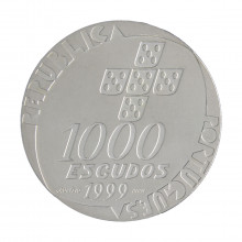 Moeda Km#715 1000 Escudos 1999 FC Portugal Europa 25 Anos Revolução dos Cravos Prata 0.500 Ø40,1mm 28,2gr.