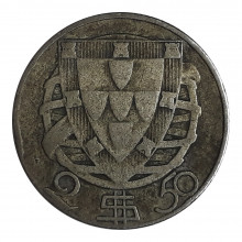 Km#580 2,50 Escudos 1945 MBC Portugal Europa