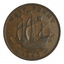 Km#844 ½ Penny 1943 MBC Reino Unido Europa