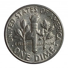 Km#195A 1 Dime 1965 MBC/SOB Estados Unidos América