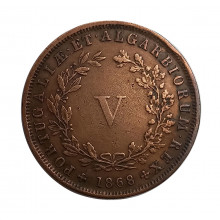 Km#513 V Réis 1868 MBC+ Portugal  Europa