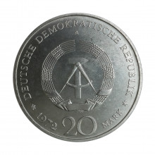 Km#42 20 Mark 1972 A FC Alemanha Democrática Europa  Wilhelm Pieck, 1º Presidente da República Democrática da Alemanha