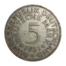 KM#112 5 Deutsche Mark 1951 F MBC Alemanha República Federativa Europa