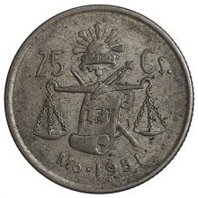 Km#443 25 Centavos 1951 MBC México América