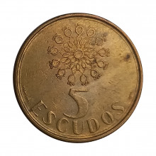 Km#632 5 Escudos 1991 MBC Portugal Europa