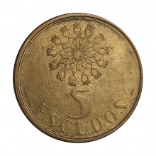 Km#632 5 Escudos 1990 MBC+ Portugal Europa