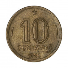 V-179a 10 Centavos 1943 MBC+ Níquel Rosa