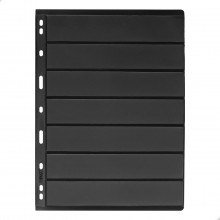 Kit 10 Folhas para Selos 28x21 Fundo Preto Acetato 7 Espaços
