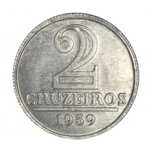 Moeda V-281 2 Cruzeiros 1959 SOB Alumínio Ø25mm 2.7gr.