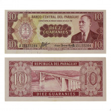 P#196a.2 10 Guaranies 1963 SOB Paraguai América