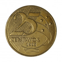 Moeda V-518 25 Centavos 1998 MBC+ Aço R Bronze Ø25mm 7,5gr.