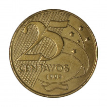 Moeda V-519 25 Centavos 1999 MBC+ Aço Revestido de Bronze Ø25mm 7,5gr.