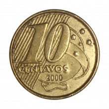Moeda V-493 10 Centavos 2000 MBC+ Data Difícil Aço R Bronze Ø20mm 4,8gr.