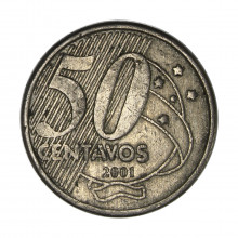 Moeda V-547 50 Centavos 2001 MBC+ Cupro Níquel Ø23mm 9,25gr.
